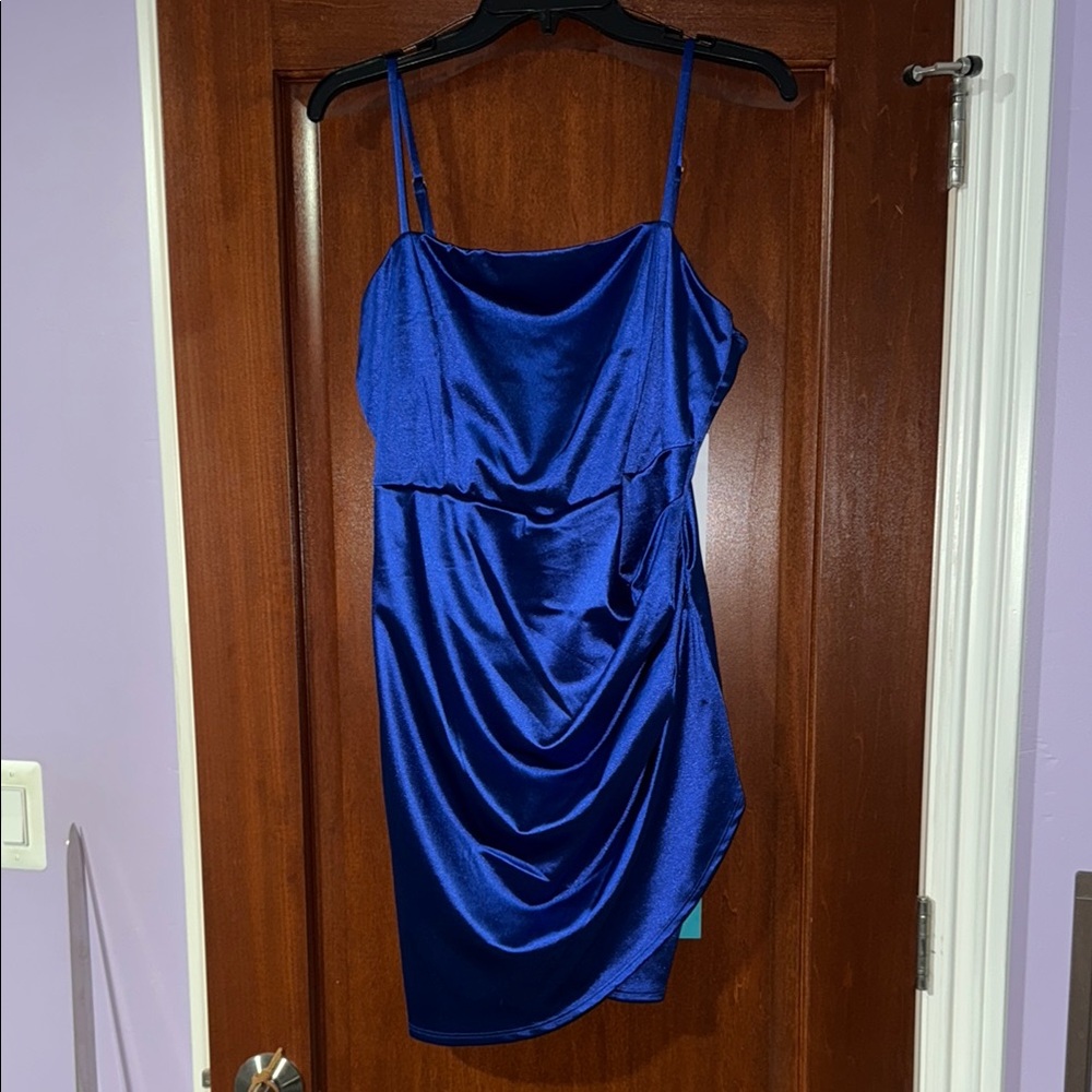 Elegant Satin Blue Dress